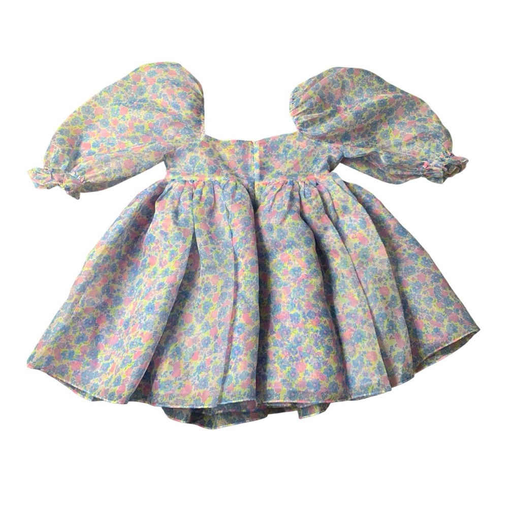 Selkie size medium new Bon Bon puff Floral mini Dress pink purple baby girl phot - Picture 3 of 11